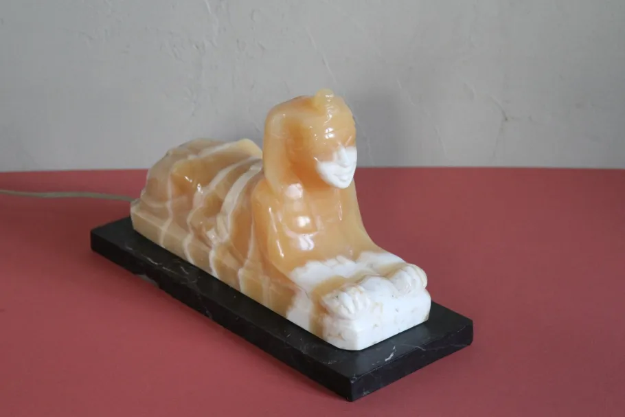 Discount Pamono Alabaster and Marble Sphynx Lamp, 1930s