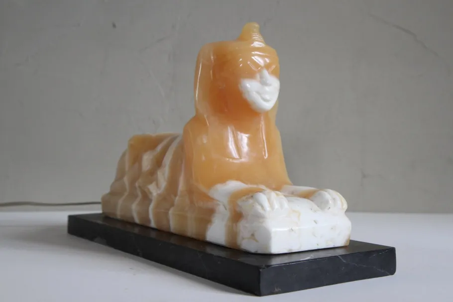 Discount Pamono Alabaster and Marble Sphynx Lamp, 1930s