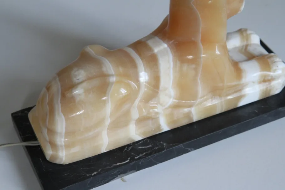 Discount Pamono Alabaster and Marble Sphynx Lamp, 1930s