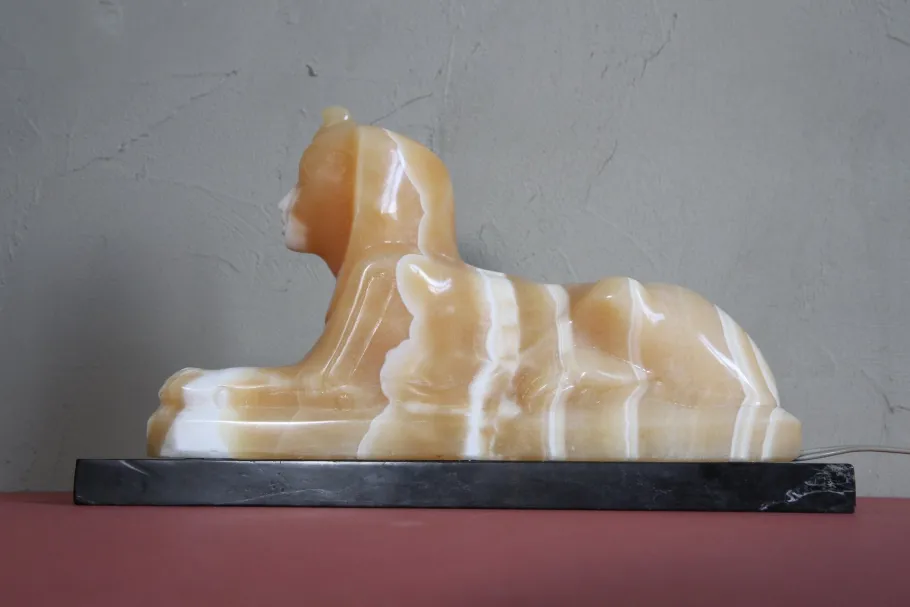 Discount Pamono Alabaster and Marble Sphynx Lamp, 1930s