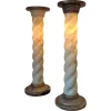 Hot Pamono Alabaster and Marble Twisted Column Shaped Floor Lamps, France, 1960s, Set of 2