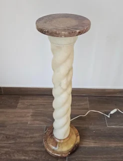 Hot Pamono Alabaster and Marble Twisted Column Shaped Floor Lamps, France, 1960s, Set of 2