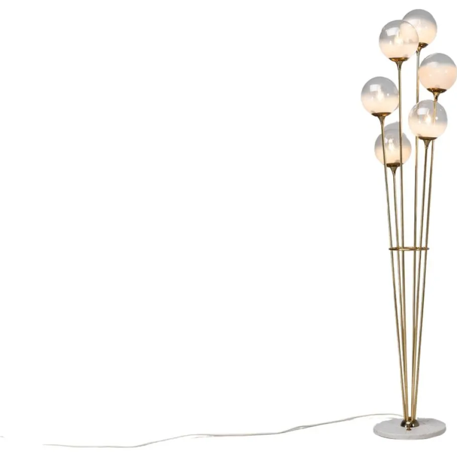 New Pamono Alberello Floor Lamp in Marble and Brass from Stilnovo, Italy, 1960s