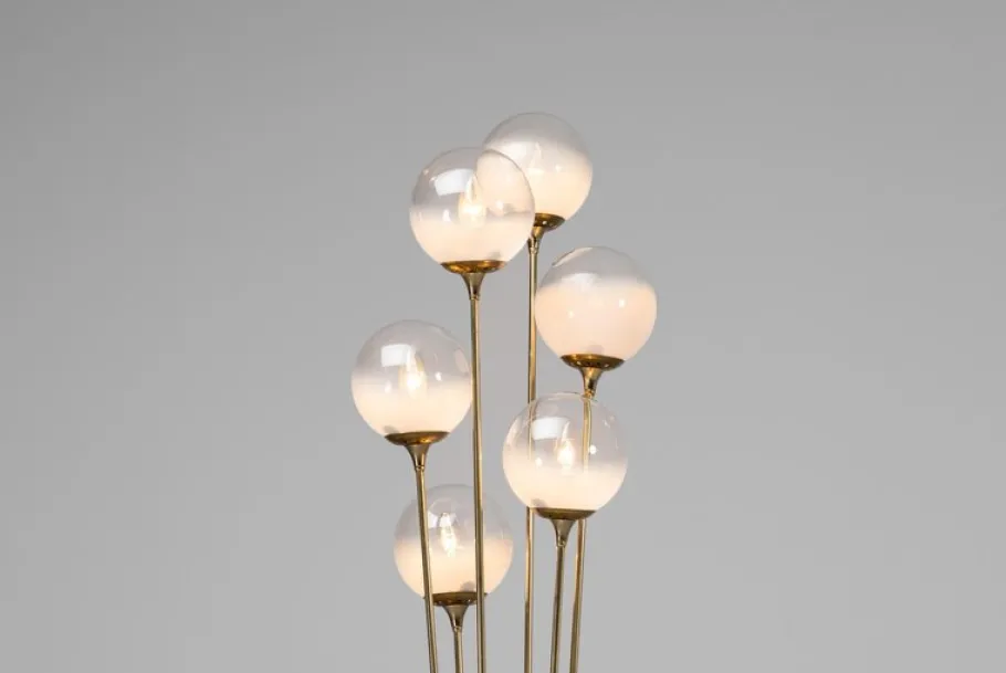 New Pamono Alberello Floor Lamp in Marble and Brass from Stilnovo, Italy, 1960s