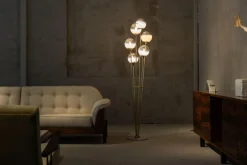 New Pamono Alberello Floor Lamp in Marble and Brass from Stilnovo, Italy, 1960s