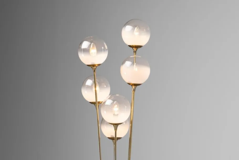 New Pamono Alberello Floor Lamp in Marble and Brass from Stilnovo, Italy, 1960s