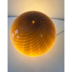 Hot Pamono Amber and Brown Spider Sphere Table Lamp in Murano Glass by Simoeng