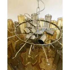 Clearance Pamono Amber and Fume Tronchi Murano Glass Chandelier by Simoeng