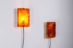 Online Pamono Amber Coloured Wall Lamps from Vitrika Nybro, Set of 2