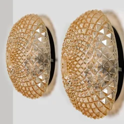 Discount Pamono Amber Glass Flush Mount or Wall Light, Germany, 1960s