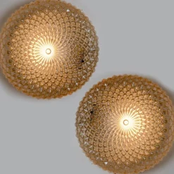 Discount Pamono Amber Glass Flush Mount or Wall Light, Germany, 1960s