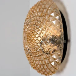 Discount Pamono Amber Glass Flush Mount or Wall Light, Germany, 1960s