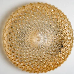 Discount Pamono Amber Glass Flush Mount or Wall Light, Germany, 1960s
