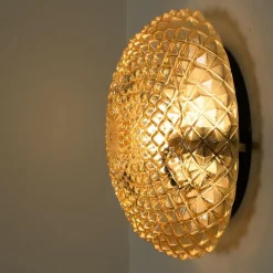 Discount Pamono Amber Glass Flush Mount or Wall Light, Germany, 1960s