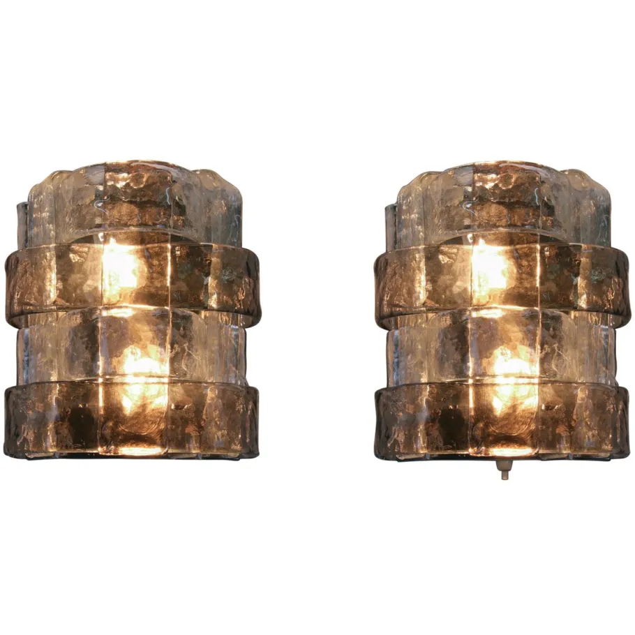 Best Pamono Amber Murano Glass and Chrome Wall Sconces by Carlo Nason for Mazzega, 1960s, Set of 2