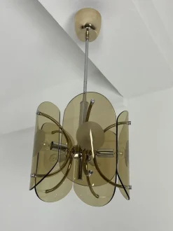 Discount Pamono Amber Murano Glass 5-Light Chandelier, 1970s