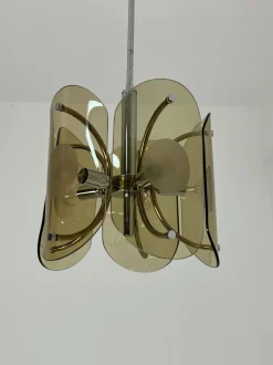 Discount Pamono Amber Murano Glass 5-Light Chandelier, 1970s
