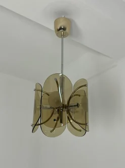 Discount Pamono Amber Murano Glass 5-Light Chandelier, 1970s