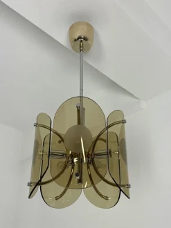 Discount Pamono Amber Murano Glass 5-Light Chandelier, 1970s