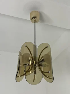 Discount Pamono Amber Murano Glass 5-Light Chandelier, 1970s