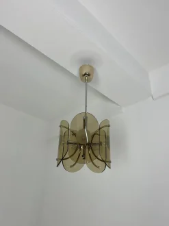 Discount Pamono Amber Murano Glass 5-Light Chandelier, 1970s