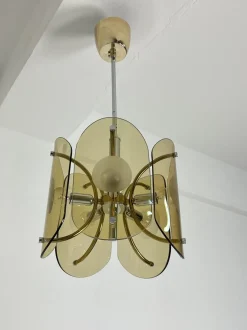 Discount Pamono Amber Murano Glass 5-Light Chandelier, 1970s