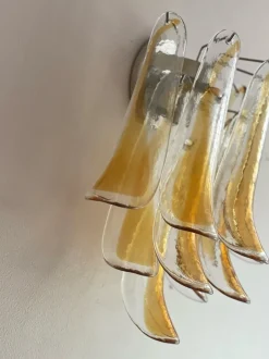 Clearance Pamono Amber Murano Wall Lamps from Mazzega, Set of 2