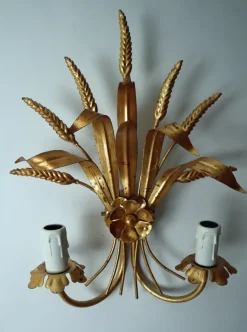 Sale Pamono American Regency Ear of Wheat Gilt Wall Lamps from Hans Kögl, 1960s, Set of 2