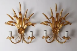 Sale Pamono American Regency Ear of Wheat Gilt Wall Lamps from Hans Kögl, 1960s, Set of 2