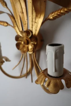 Sale Pamono American Regency Ear of Wheat Gilt Wall Lamps from Hans Kögl, 1960s, Set of 2