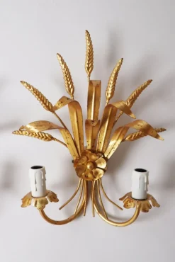 Sale Pamono American Regency Ear of Wheat Gilt Wall Lamps from Hans Kögl, 1960s, Set of 2
