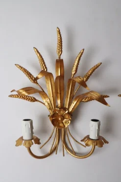 Sale Pamono American Regency Ear of Wheat Gilt Wall Lamps from Hans Kögl, 1960s, Set of 2