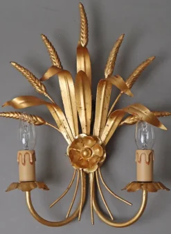 Sale Pamono American Regency Ear of Wheat Gilt Wall Lamps from Hans Kögl, 1960s, Set of 2