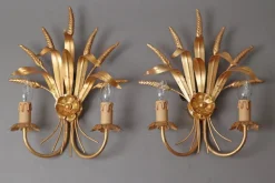 Sale Pamono American Regency Ear of Wheat Gilt Wall Lamps from Hans Kögl, 1960s, Set of 2