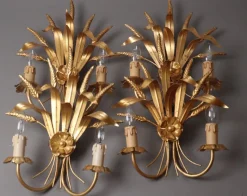 Sale Pamono American Regency Ear of Wheat Gilt Wall Lamps from Hans Kögl, 1960s, Set of 2