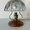 Clearance Pamono Amethyst and Green Glass Table Lamp with Cherrywood Base, 1980s
