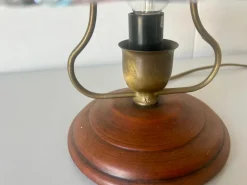 Clearance Pamono Amethyst and Green Glass Table Lamp with Cherrywood Base, 1980s