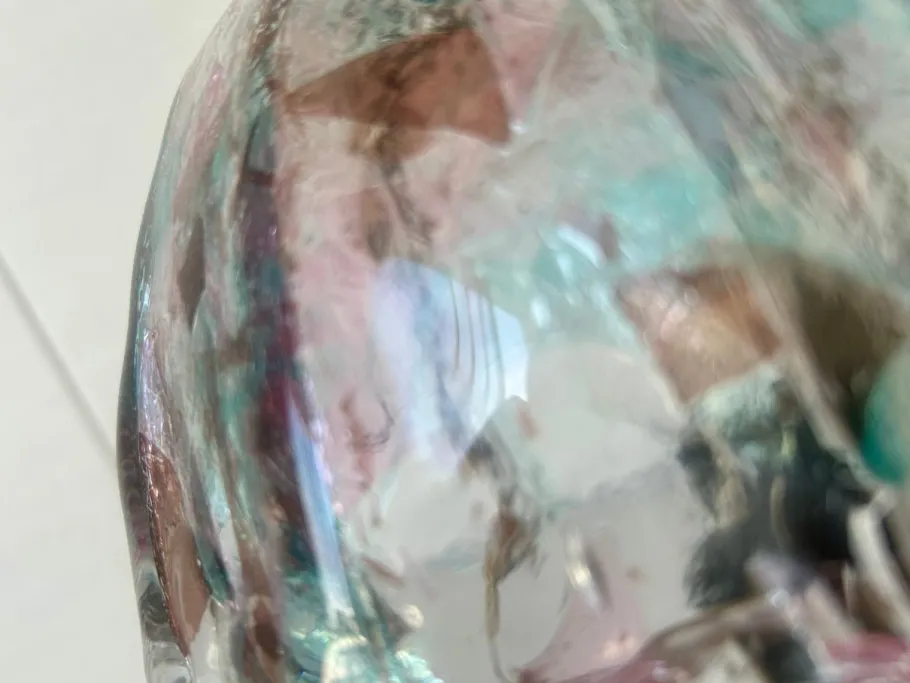 Clearance Pamono Amethyst and Green Glass Table Lamp with Cherrywood Base, 1980s