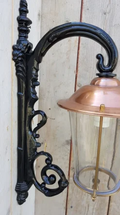 Pamono Antique Art Nouveau Black Copper Wall Lantern