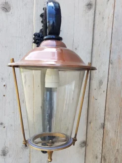Pamono Antique Art Nouveau Black Copper Wall Lantern