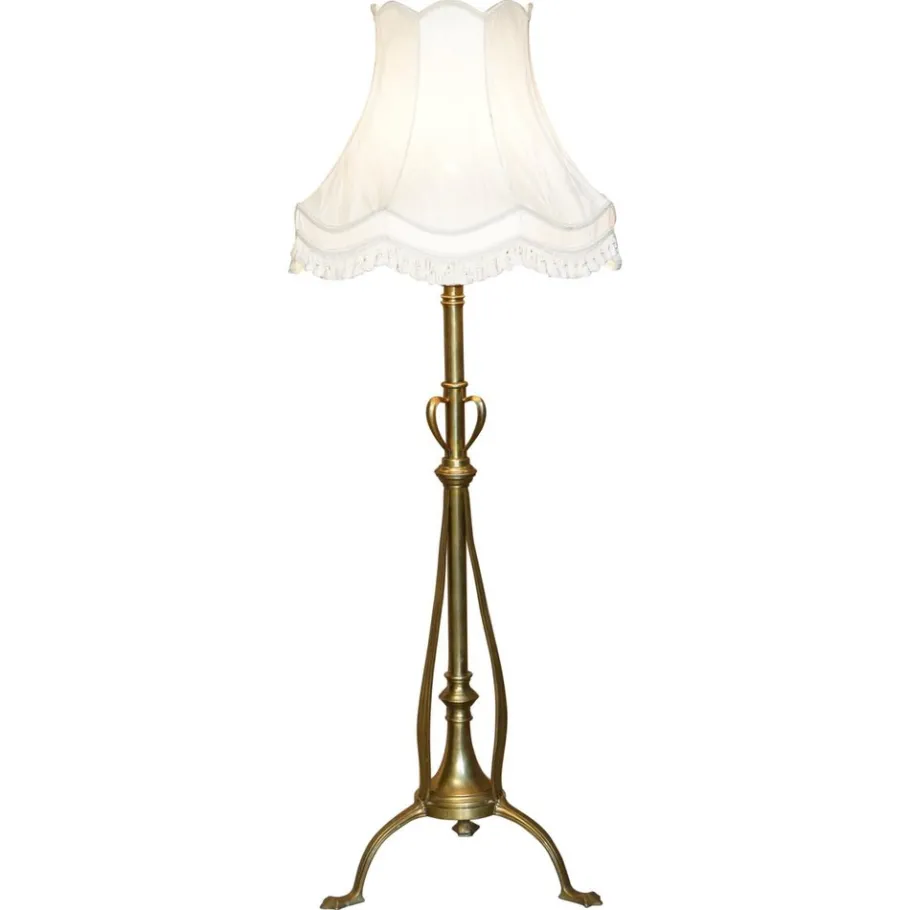 Pamono Antique Art Nouveau Brass Height Adjustable Standing Floor Lamp with Sculptured Frame