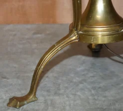 Pamono Antique Art Nouveau Brass Height Adjustable Standing Floor Lamp with Sculptured Frame