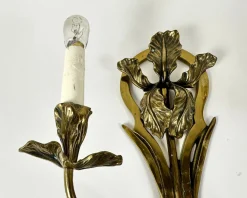 New Pamono Antique Art Nouveau Bronze Wall Sconces, France, 1900s, Set of 2