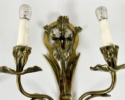 New Pamono Antique Art Nouveau Bronze Wall Sconces, France, 1900s, Set of 2