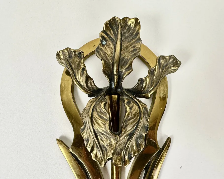 New Pamono Antique Art Nouveau Bronze Wall Sconces, France, 1900s, Set of 2