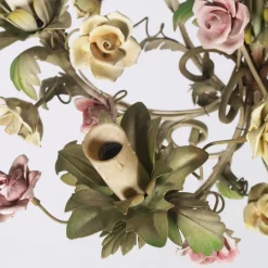 Hot Pamono Antique Art Nouveau Italian Iron and Ceramic Ceiling Lamp