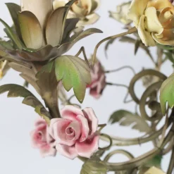 Hot Pamono Antique Art Nouveau Italian Iron and Ceramic Ceiling Lamp