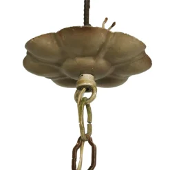 Hot Pamono Antique Art Nouveau Italian Iron and Ceramic Ceiling Lamp