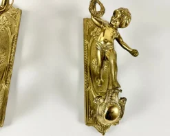 New Pamono Antique Baroque Gilded Bronze Angel Sconces, France, 1920s, Set of 2