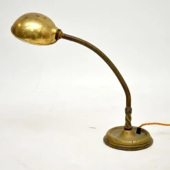 Online Pamono Antique Brass Goose Neck Desk Lamp, 1910s